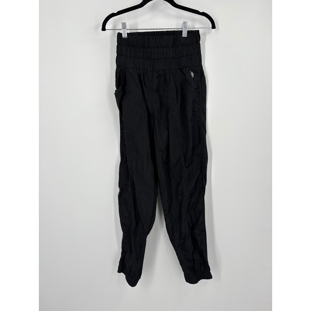 FP Movement Free People Way Home Joggers Black High Rise Smocked Waist Pants S